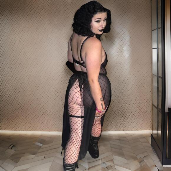 New Large Strappy Goth Vegan Leather Dress Outfit Bodysuit Mesh Skirt Set Sexy - Picture 2 of 9